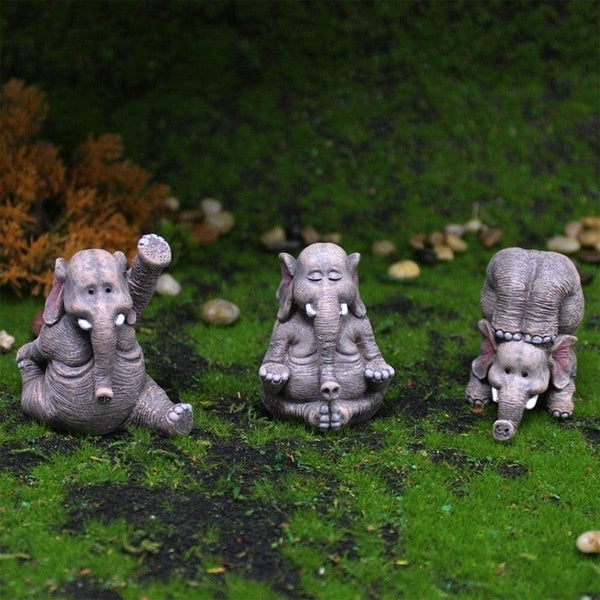 Estatuetas Família Elefante Yoga 3 peças - My Store